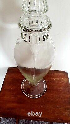 HUGE Antique 1800s Tiffin Dakota Apothecary Glass Candy Jar Store Display 26