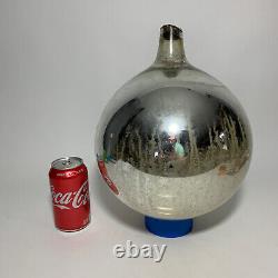 HUGE! Antique Mercury Ball Mirrored Glass Christmas Ornament Store Display LOOK