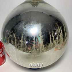 HUGE! Antique Mercury Ball Mirrored Glass Christmas Ornament Store Display LOOK