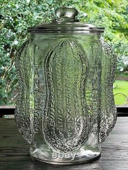 HUGE ORIGINAL 1930s PLANTERS PEANUTS STORE DISPLAY JAR w EMBOSSED PEANUTS USA