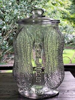 HUGE ORIGINAL 1930s PLANTERS PEANUTS STORE DISPLAY JAR w EMBOSSED PEANUTS USA