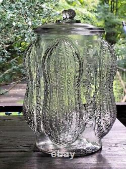 HUGE ORIGINAL 1930s PLANTERS PEANUTS STORE DISPLAY JAR w EMBOSSED PEANUTS USA