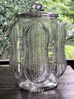 HUGE ORIGINAL 1930s PLANTERS PEANUTS STORE DISPLAY JAR w EMBOSSED PEANUTS USA