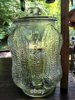 HUGE ORIGINAL 1930s PLANTERS PEANUTS STORE DISPLAY JAR w EMBOSSED PEANUTS USA