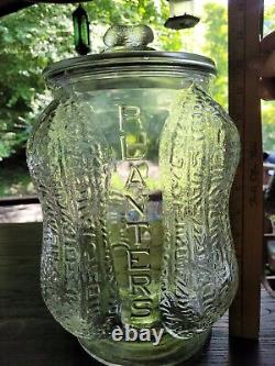 HUGE ORIGINAL 1930s PLANTERS PEANUTS STORE DISPLAY JAR w EMBOSSED PEANUTS USA