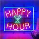 Happy Hour Bar Handmade Display Yellow Wall Glass Store Neon Sign 17x14