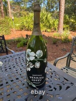 Heavy glass 2' tall Perrier Jouet Champagne Flower Vintage display Super Rare