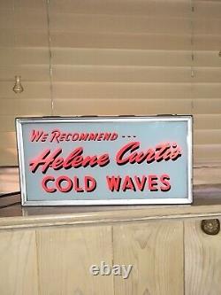 Helene Curtis Cold Waves Lighted Glass Sign