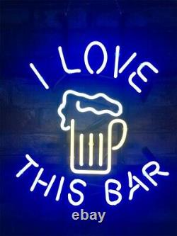I LOVE THIS BAR Decor Store Display Handcraft Gift Real Glass Neon Sign