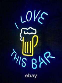 I LOVE THIS BAR Decor Store Display Handcraft Gift Real Glass Neon Sign