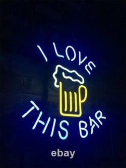 I LOVE THIS BAR Decor Store Display Handcraft Gift Real Glass Neon Sign