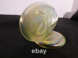 Irridescent Topaz Vaseline Uranium Glass Fenton Display Dealer Sign Logo Antique