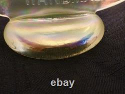 Irridescent Topaz Vaseline Uranium Glass Fenton Display Dealer Sign Logo Antique