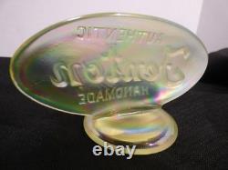 Irridescent Topaz Vaseline Uranium Glass Fenton Display Dealer Sign Logo Antique