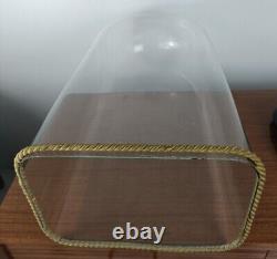 L Antique Victorian Rectangular Square Hand Blown Glass Globe Dome HTF 23.03