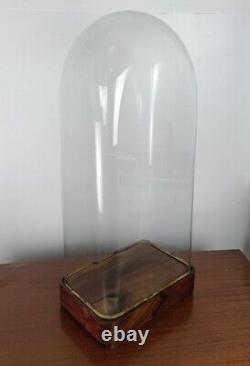 L Antique Victorian Rectangular Square Hand Blown Glass Globe Dome HTF 24.33