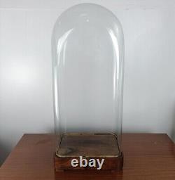 L Antique Victorian Rectangular Square Hand Blown Glass Globe Dome HTF 24.33