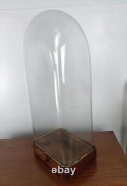 L Antique Victorian Rectangular Square Hand Blown Glass Globe Dome HTF 24.33