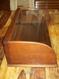 L@@K Curved Glass & Wood Display Case Nice Antique Country Store Showcase