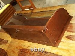 L@@K Curved Glass & Wood Display Case Nice Antique Country Store Showcase