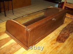 L@@K Curved Glass & Wood Display Case Nice Antique Country Store Showcase