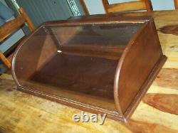 L@@K Curved Glass & Wood Display Case Nice Antique Country Store Showcase