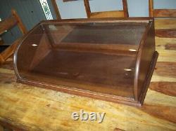 L@@K Curved Glass & Wood Display Case Nice Antique Country Store Showcase