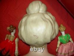 LIFE SIZE, RARE c1910, antique bisque boudoir store Mannequin head withglass eyes+