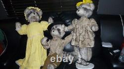 LOT OF 3 ANIMATED MECHANICAL RACCOONS by RKI CHRISTMAS STORE WINDOW DISPLAY