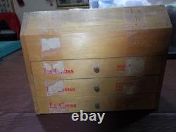 La Cross Wood Glass Display Case Box Storage Files Scissors Nippers Vintage