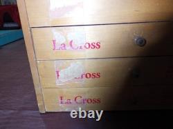La Cross Wood Glass Display Case Box Storage Files Scissors Nippers Vintage