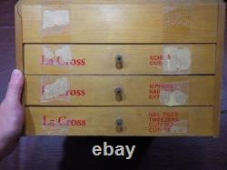 La Cross Wood Glass Display Case Box Storage Files Scissors Nippers Vintage