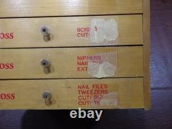 La Cross Wood Glass Display Case Box Storage Files Scissors Nippers Vintage