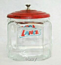 Lance Advertising Glass Cracker Cookie Jar Store Display 6.5 Rare Vtg S9734