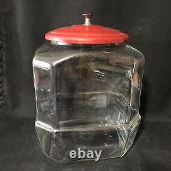 Lance Glass Octagon Cracker Cookie Jar Store Counter Display Original Lid 12 in