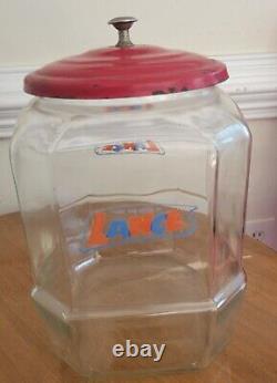 Lance Glass Octagon General Store Advertisement Cracker/Coockie Jar- Vintage Jar