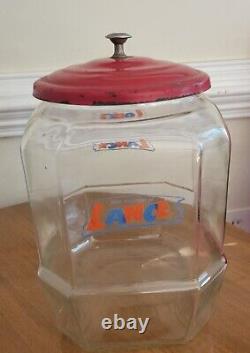 Lance Glass Octagon General Store Advertisement Cracker/Coockie Jar- Vintage Jar