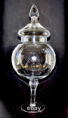 Large Glass Show Globe Apothecary Jar Store Display 22 1/2 Handmade Cut Design