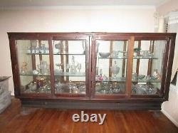 Large Rare Antique Wooden Glass Showcase Display Hardware Candy Store Furniture