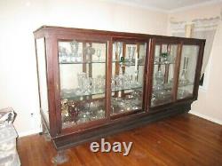 Large Rare Antique Wooden Glass Showcase Display Hardware Candy Store Furniture