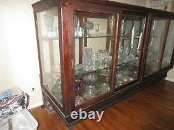 Large Rare Antique Wooden Glass Showcase Display Hardware Candy Store Furniture