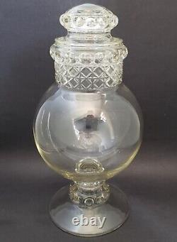 Large Tiffin Dakota Glass Apothecary Candy Jar 14 Tall Antique Store Display