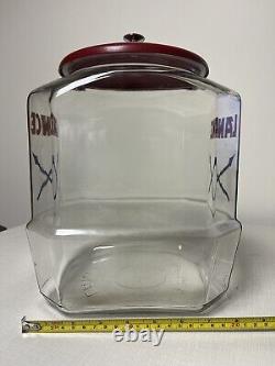 Large Vintage 11 LANCE Cracker/Cookie Glass Store Display Jar Red Lid