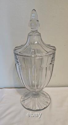 Large Vintage 16 HEISEY Recessed Panel Glass General Store Counter Candy Jar