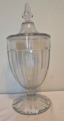 Large Vintage 16 HEISEY Recessed Panel Glass General Store Counter Candy Jar