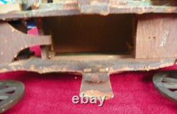 Leaded Glass Paul F. Beich Store Display Candy Container Carriage Metal Wheels