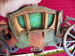Leaded Glass Paul F. Beich Store Display Candy Container Carriage Metal Wheels