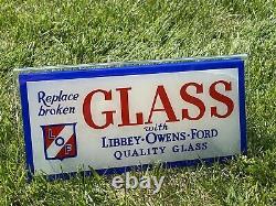 Libbey Owens Ford Original Glass Sign Counter Top Store Display Reverse Painted