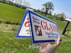 Libbey Owens Ford Original Glass Sign Counter Top Store Display Reverse Painted