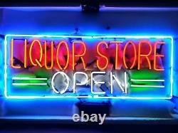 Liquor Store Open Display Real Glass Neon Light Sign Shop Home Wall